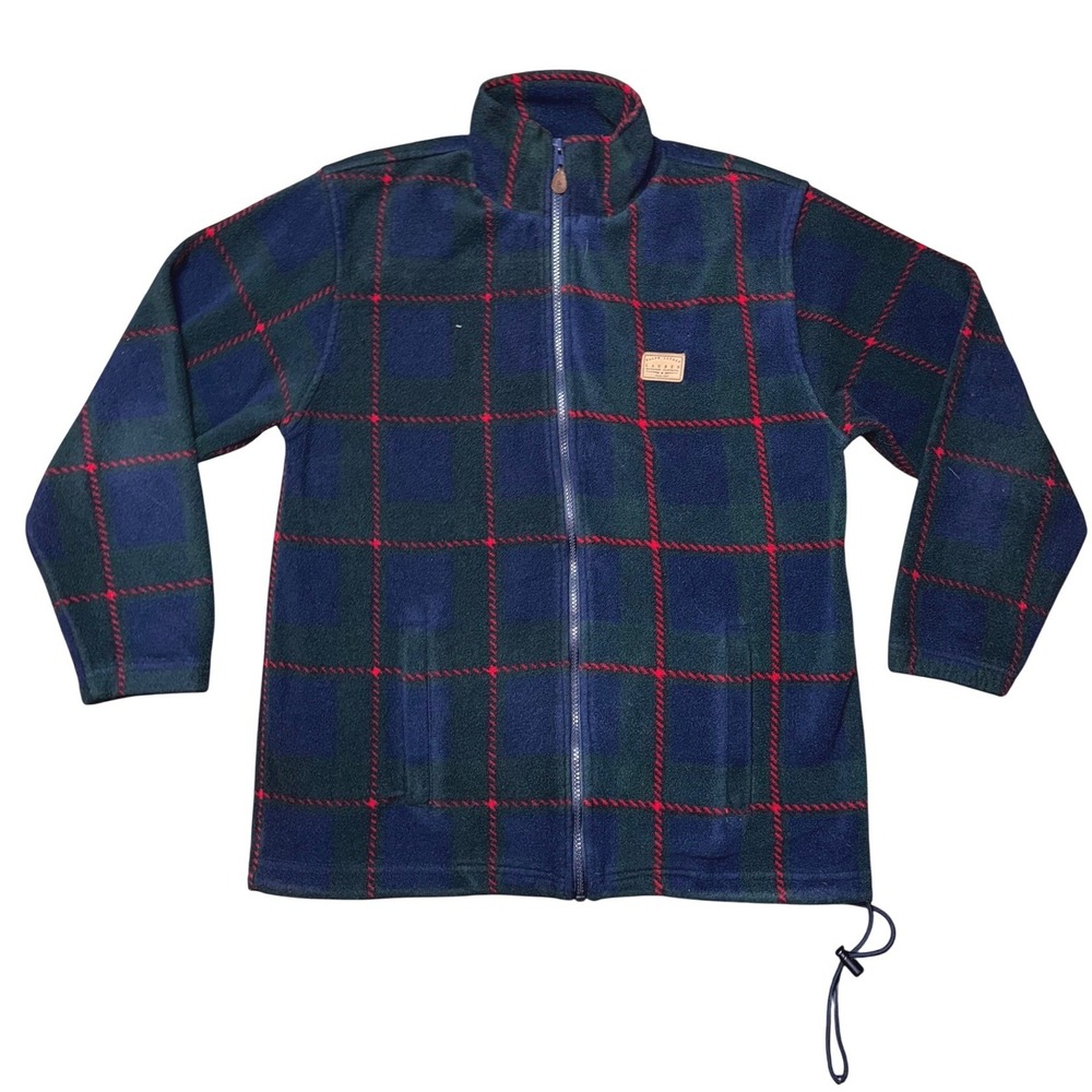 Lauren Ralph Lauren‎ Petite Plaid Fleece Jacket Navy Green Red Full Zip P/S